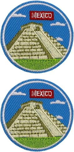 BOHAQA 2Pcs Chichen Itza Patch 2" - Cool Aztec Mexico Patches for Backpacks - Iron On/Sew On in Kuwait