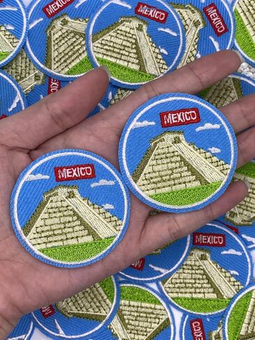 BOHAQA 2Pcs Chichen Itza Patch 2" - Cool Aztec Mexico Patches for Backpacks - Iron On/Sew On in Kuwait