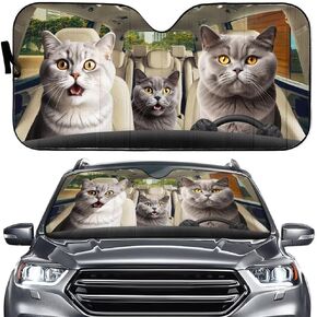 Bengal Cat Driving Car Sun Shade Windshield,Car Sunshade for Front Windows Windshield,Automotive Windshield Sun Shade for Car SUV Truck,Protector Blocks UV,Keep Your Vehicle Cool