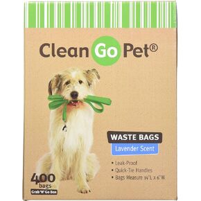Clean Go Pet Lavender Scent Doggy Waste Bags, 100-Count, Quick-Tie Handles Poop Bags