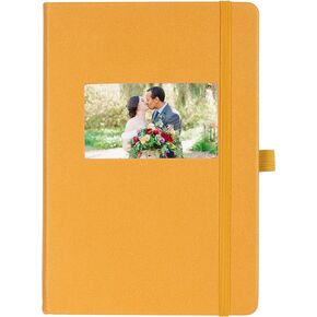 The Why Journal Classic Notebook - Ruled Durable Hardcover Journal with Pocket, Thick Ivory Paper, Size A5, Elastic Closure, Pen Holder, Photo, Business Card, Logo or Goal Window in Cover