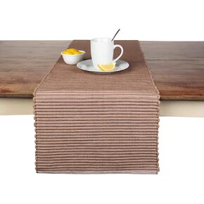 Table Runner Cotton Farmhouse Plaid 14 in x 72 in, Table Décor for Kitchen or Dining, Cream Cloth Woven Table Runners, Oeko-Tex Cotton