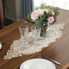 ARTABLE Rectangle Table Runner Lace Macrame Embroidered Table Runners with Exquisite Vintage Shabby Chic for Holiday Wedding Long Dinner Tables (White, 12 x 28 Inch)