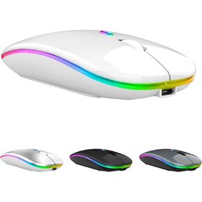 LED Wireless Mouse, Slim Silent Mouse for PC, Laptop, Computer, MacBook (Black)