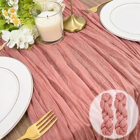 Table Runner 10ft, BGHEOUYV Cheesecloth Table Runner 35x120 inch, Christmas Table Runner Gauze Rustic Table Runner for Bridal Shower Decorations, Wedding Thanksgiving Christmas Birthday Decor (Nude)