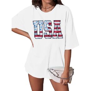 USA Sequin Tops American Shirts : Patriotic Oversized Tshirt Womens Fourth of July Shirts Short Sleeves Tees