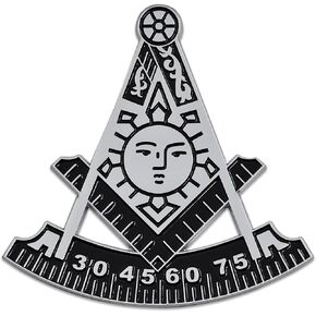 Past Master Masonic Auto Emblem - [Black & Silver][2 3/4'' Tall]