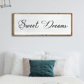 Sweet Dreams Wall Decor Above Bed 32x12 Inch Large Master Bedroom Hanging Wood Rustic Framed Farmhouse Sweet Dreams Sign Guest Room Aesthetic And Minimalist Over Bed Wall Art（Black）