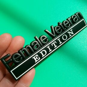 Female Special Veteran Edition Emblem with Strong Adhesive, Female Veteran Car Emblem 3D Badge Decal Car Truck Replacement Compatible with Universal Vehicle, Car, Truck, SUV (Black White)