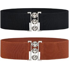 YOU&M Women's Elastic Stretch Wide Waist Belt Eye Buckle for Corset Shirts Dress Outside Girdle/Waistband Plus Size