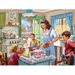 Bits and Pieces - 500 Piece Jigsaw Puzzle for Adults – ‘Kitchen Memories’ 500 pc Large Piece Classic 50's Jigsaw by Artist Steve Crisp - 18" x 24"