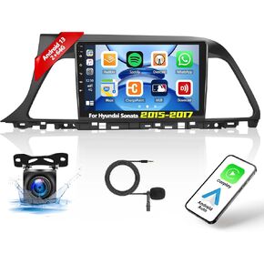 [4G+64G] Android 13 Car Stereo for Hyundai Sonata 2015-2017 with Wireless CarPlay Android Auto,9" Touchscreen Car Radio with Mirror Link Voice Control WiFi/GPS,Bluetooth,FM/RDS,SWC+Backup Camera