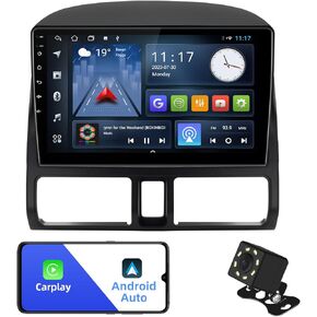 2+32G Android 10 Double Din Car Stereo for Honda CR-V 2002-2006 with 9 Inch TouchScreen Radio Built-in Wireless Carplay/Android Auto/GPS/Bluetooth/FM/AUX-in/Steering Wheel Control Backup Camera