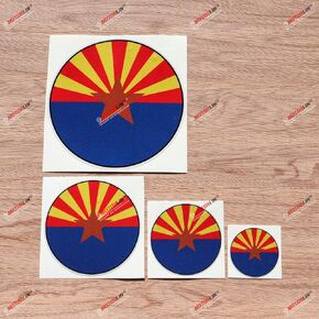 Arizona State Flag AZ US State Round Decal Vinyl Sticker - 4 Pack Reflective, 2 Inches, 3 Inches, 4 Inches, 6 Inches - for Car Boat Laptop Cup Phone