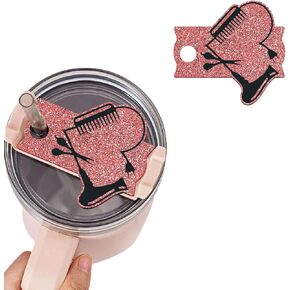Hairdresser Tumbler Name Plate Tag for Stanley H2.0 40 Oz Tumblers, Pink with Hair Tools Name Plate Design for Lid Acrylic 40oz Tumbler Accessories