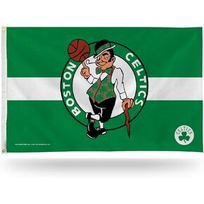 Rico Industries NBA Boston Celtics Striped 3' x 5' Banner Flag - Single Sided - Indoor or Outdoor - Home Décor Made