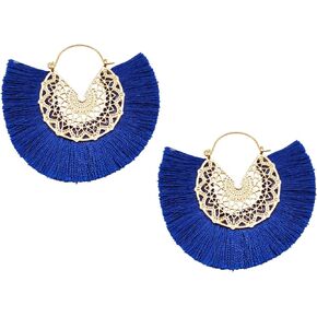 Tassel Hoop Earring, Statement Thread Dangle Earrings Stylish Long Fringe Drop Earrings Lightweight Long Swingy French Hook Earrings for Women Girls