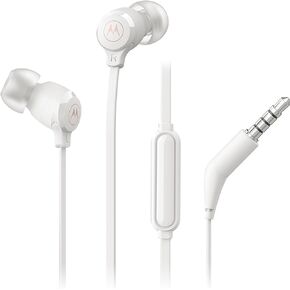 Motorola Earbuds 3-S Wired Earbuds with Microphone - Corded in-Ear Headphones, Comfortable Lightweight Silicone Ear Buds, Non-Tangle Flat Cable, 9.4mm Drivers Clear Bass Sound - Black