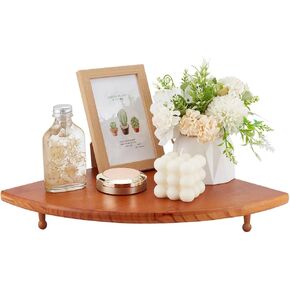 FINGERINSPIRE Wood Corner Counter Shelf 11.8x11.8x1.18 Fan Shaped Wood Display Risers Chocolate Wooden Corner Shelf Corner Counter Pedestal Stand for Kitchen Bathroom Dining Coffee Bar Table Decor