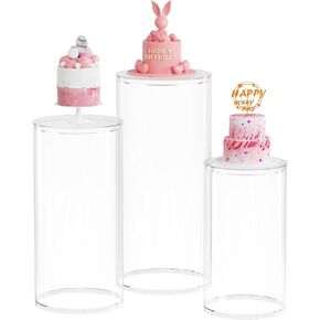 حوامل أسطوانة Wokceer للحفلات، 3 قطع شفافة من قاعدة الأسطوانات، طاولات أسطوانية مستديرة للحفلات، عرض أعمدة القاعدة لحفلات أعياد الميلاد، ديكور فني لحفلات الزفاف، 35.4 بوصة، 29.5 بوصة، 23.6 بوصة ارتفاع in Kuwait