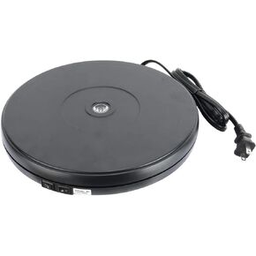 110V Electric Motorized Rotating Turntable Display Stand with LED, 10inch/25cm Diameter 22lb Load, 360 Degree Rotating in Either Direction, for Photography, Showcase (10inch/25cm,Black)