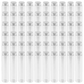 60 PCS 110ml Clear Plastic Test Tubes with Lid, Plastic Test Tubes with Screw Caps, Flat Bottomed Test Tubes
