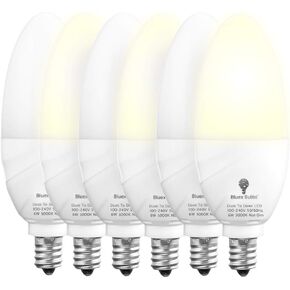 6 Pack BlueX Dusk to Dawn LED Bulbs, 6W E12 Base Light Bulb - 65W Equivalent – 5000K Daylight White - Smart Light Sensor Candelabra Bulb, Home Security Indoor, Outdoor, Driveway, Yard, Porch Lighting