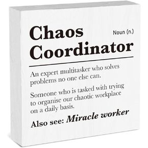 Thank You Gifts for Women Men Chaos Coordinator Sign Appreciation Birthday Gifts for Boss Lady Teacher Nurse Manager Office Desk Decor 5 x 5 Inch