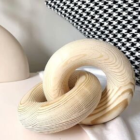Double Ringwood Chain Link Decor- 2-Link Wood Knot Decor,Hand Carved Pine Wood Boho Bead, Suitable for Bedroom, Living Room, Coffee Table Decoration