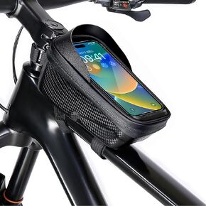 Hard Casing Bike Bag, bike front rack bag, bike accessories, waterproof storage with sensitive TPU touch screen, never deformable, bike phone holder, phone under 6.9"