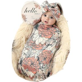 Galabloomer Newborn Receiving Blanket Headband Set Baby Flower Swaddle
