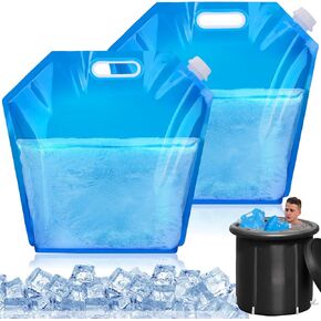 Mity rain 2PCS Ice Bath Bags, Large Capacity Ice Bags for Making 2.2Pounds Ice for Bath Chiller Each, Portable Cold Plunge Tub Accessories with Screw-on Lid (10L)