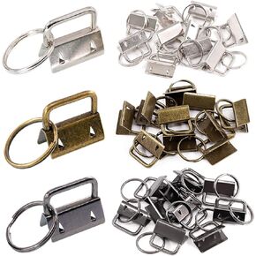 Swpeet 45Pcs 3 Colors 1 Inch/ 25mm Key Fob Hardware with Key Rings Sets, Perfect for Bag Wristlets with Fabric/Ribbon/Webbing/Embossed and Other Hand Craft - (Sliver Bronze Gun-Black)