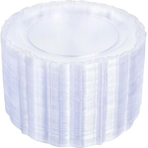 100 Pieces Clear Plastic Plates - 7.5 inch Clear Dinner Disposable Plates - Premium Hard Disposable Dinner Plates - Party Supplies for Birthdays, Celebrations, Wedding and Events