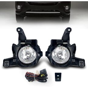 Fog Lights for 2013 2014 2015 Toyota RAV4 with H16 19W Halogen Bulb & Switch and Wiring Kit (Clear Lens)