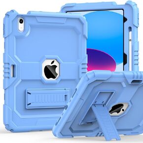 حافظة لجهاز iPad الجيل العاشر 10.9 بوصة 2022، حافظة iPad الجيل العاشر مع حامل قلم رصاص وحامل مدمج، غطاء واقٍ متين مقاوم للصدمات لجهاز iPad الجيل العاشر (أزرق سماوي)
