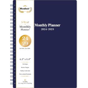 2024-2029 Monthly Planner/Calendar - JUL 2024 - JUN 2029, 5 Year Monthly Planner with Tabs, 6.4" x 8.5", 60 Monthly Planner, Two-Side Pocket, 9 Notes Pages, Suitable for Long-Term Planning - Blue
