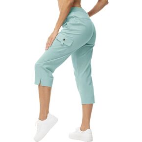 Womens Cargo Crop Pants Capris Bottoms Summer 4 Pockets Hiking Lightweight Quick Dry Athletic Joggers