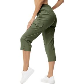 Womens Cargo Crop Pants Capris Bottoms Summer 4 Pockets Hiking Lightweight Quick Dry Athletic Joggers