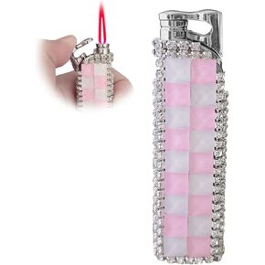 Pink Metal Torch Lighter Cool,Jet Flame Windproof Lighters,Jet Torch Adjustable,Refillable Butane Lighter,BBQ Candles Kitchen