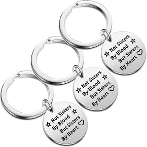 Pack of 3 Best Friends Keychains Not Sisters By Blood But Sisters By Heart Friendship Gifts