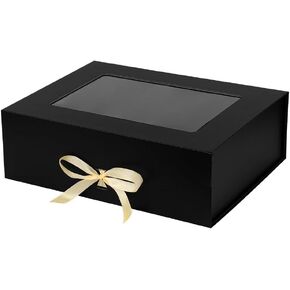 White Gift Box for Presents with Ribbon 10.8x7.5x3.5 Inches Clear Gift Box with Window Magnetic Closure Gift Boxes with Lids