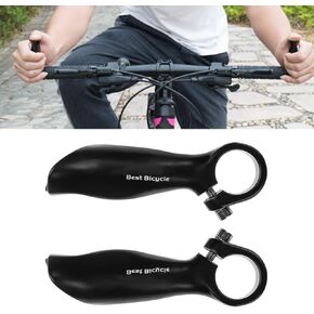 Bike Handlebar End, Pack of 2 Aluminium Alloy 4.3inch Ergonomic Bar End Handlebar Ends with Stoppers Cycling Replacement Accessory for Road Bike Mountain Bike DIY Bike, Black