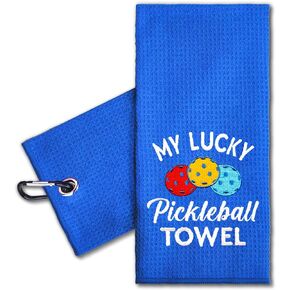 منشفة My Lucky Pickleball منشفة رياضية مطرزة مع مشبك. هدايا مضحكة لكرة البيسبول للرجال والنساء لمحبي كرة البيسبول، عيد ميلاد التقاعد وعيد الأم