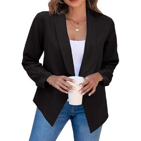 DIACACY Women’s Cropped Formal Open Front Blazer Suit Long Sleeve Loose Blazer Jacket Cardigan