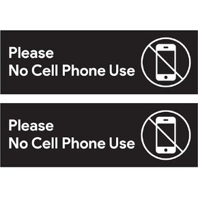 Please No Cell Phone Use Sticker Signs | Workplace Safety Signage for Cafe Counters, Registers, Vehicle Loading Areas, Gas Stations, and Restaurants (Pack of 2)