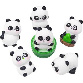 7 Pcs Mini Resin Combo Panda Set, Dollhouse Miniature Tiny Pandas Figurines Ornaments, Mini Resin Animals Landscaping Decoration,Cute Stuff Accessories for Party,Cake,Fairy Garden Decorations