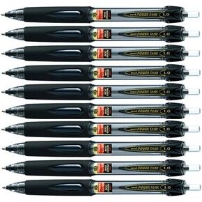 Uni SN200PT10.24 Power Tank Retractable Ballpoint Pen, 1.0mm, Black Ink, Pack of 10