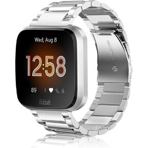 Fintie Metal Band Compatible with Fitbit Versa (Versa, Silver)