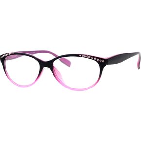 SA106 Womens Rhinestone Narrow Oval Plastic Cat Eye Reading Glasses